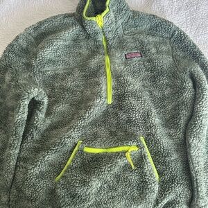 Vineyard Vines Gray Fleece Pullover with Neon Trim